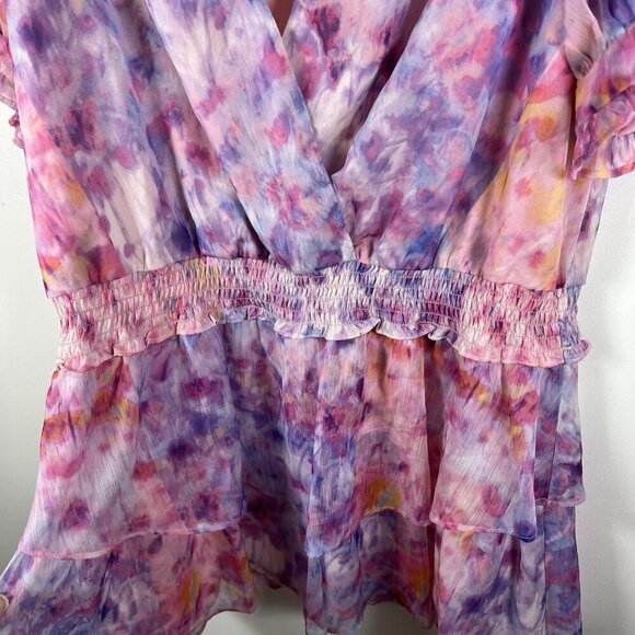 Amanda Uprichard Adriel Mini Cocktail Fairy Cotton Candy Wash Ruffle Dress‎ Sz M - Picture 7 of 11